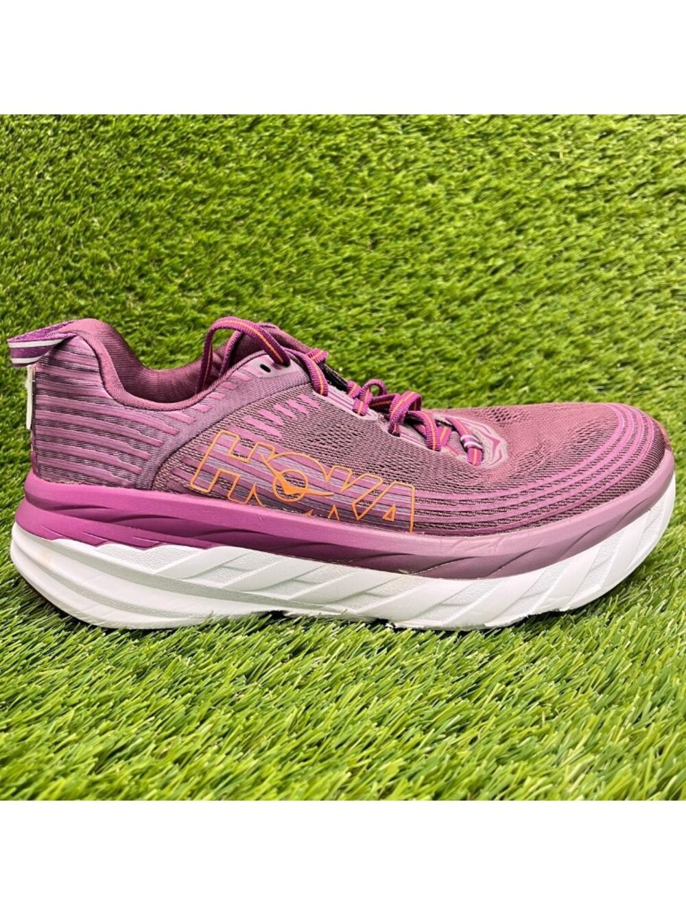 Hoka One One Bondi 6 Womens Size 8.5 Purple White Running Walking Shoes Sneakers